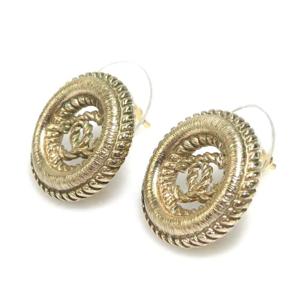 CHANEL Authentic Gold Logo Earrings - Picture 2 of 8